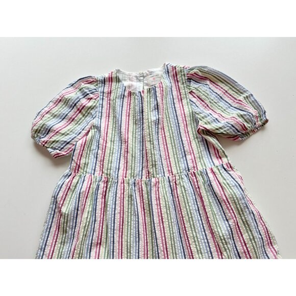 Girls' CREWCUTS J CREW Rainbow Striped Seersucker Tiered A-Line Dress, Size 8 - Picture 2 of 11